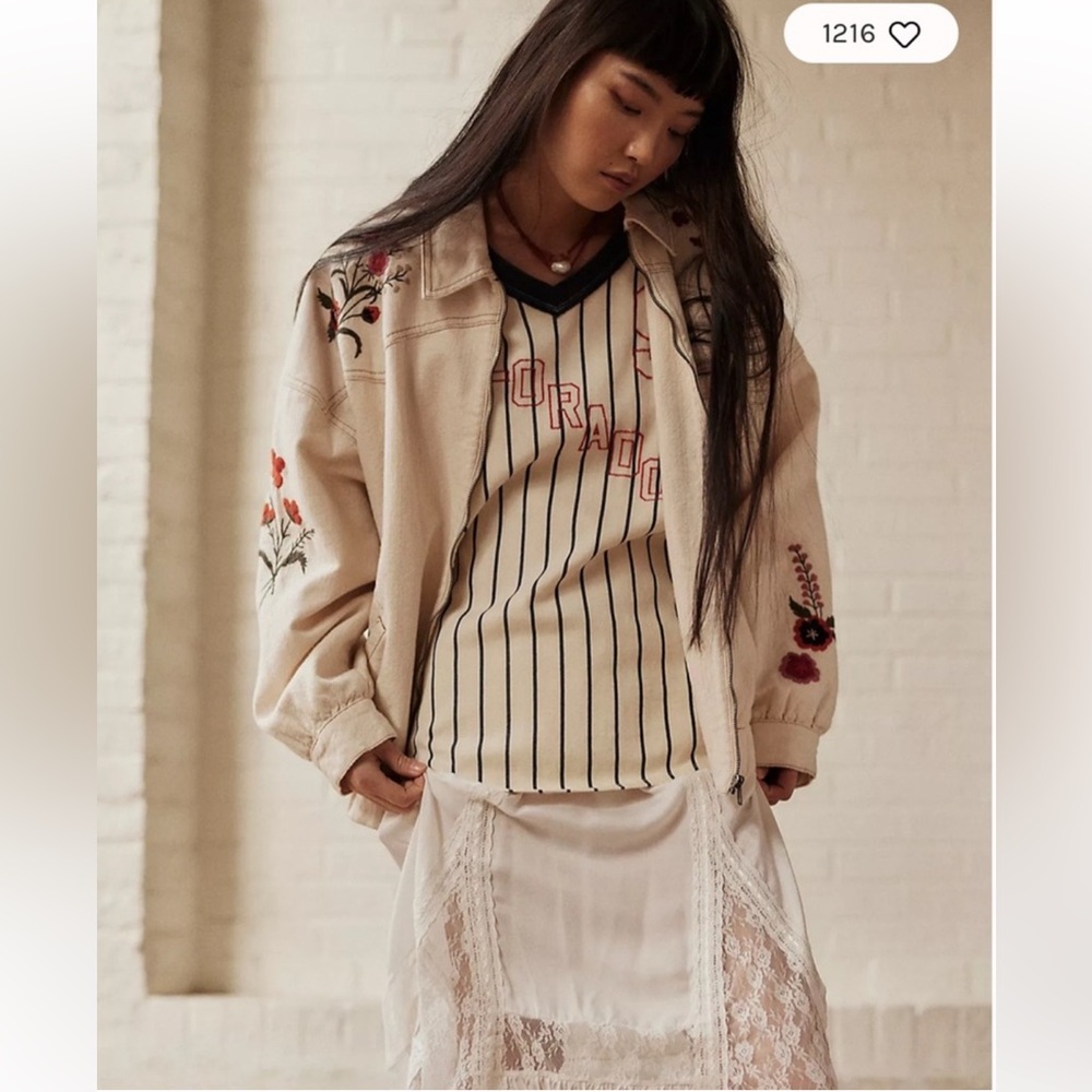 NWOT Free People We The Free Trevor Tee in Ivory Combo Size Med $128 Retail - Picture 5 of 8